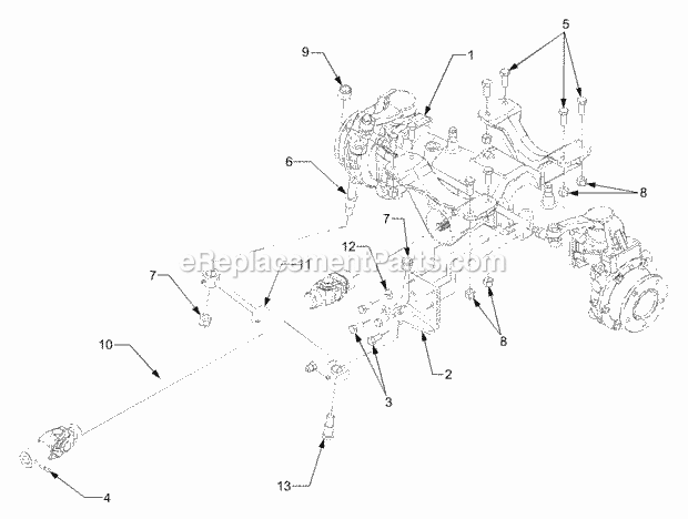 Front Axle 4wd Diagram and Parts List for 7284 54AD74H-710, 54AT74H-710 Cub Cadet Lawn Tractor